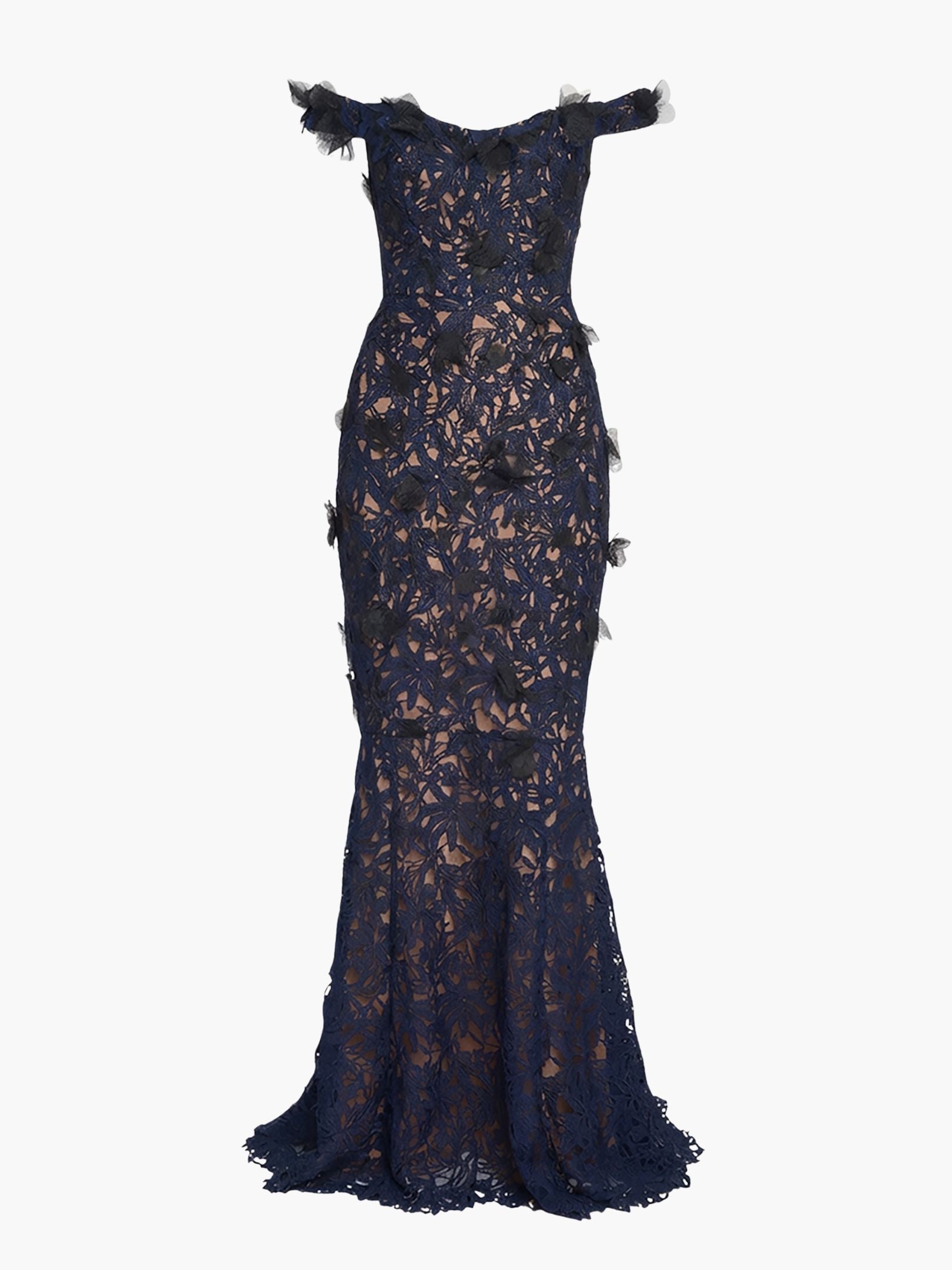 Vivarium Vines Guipure Lace Off Shoulder Gown