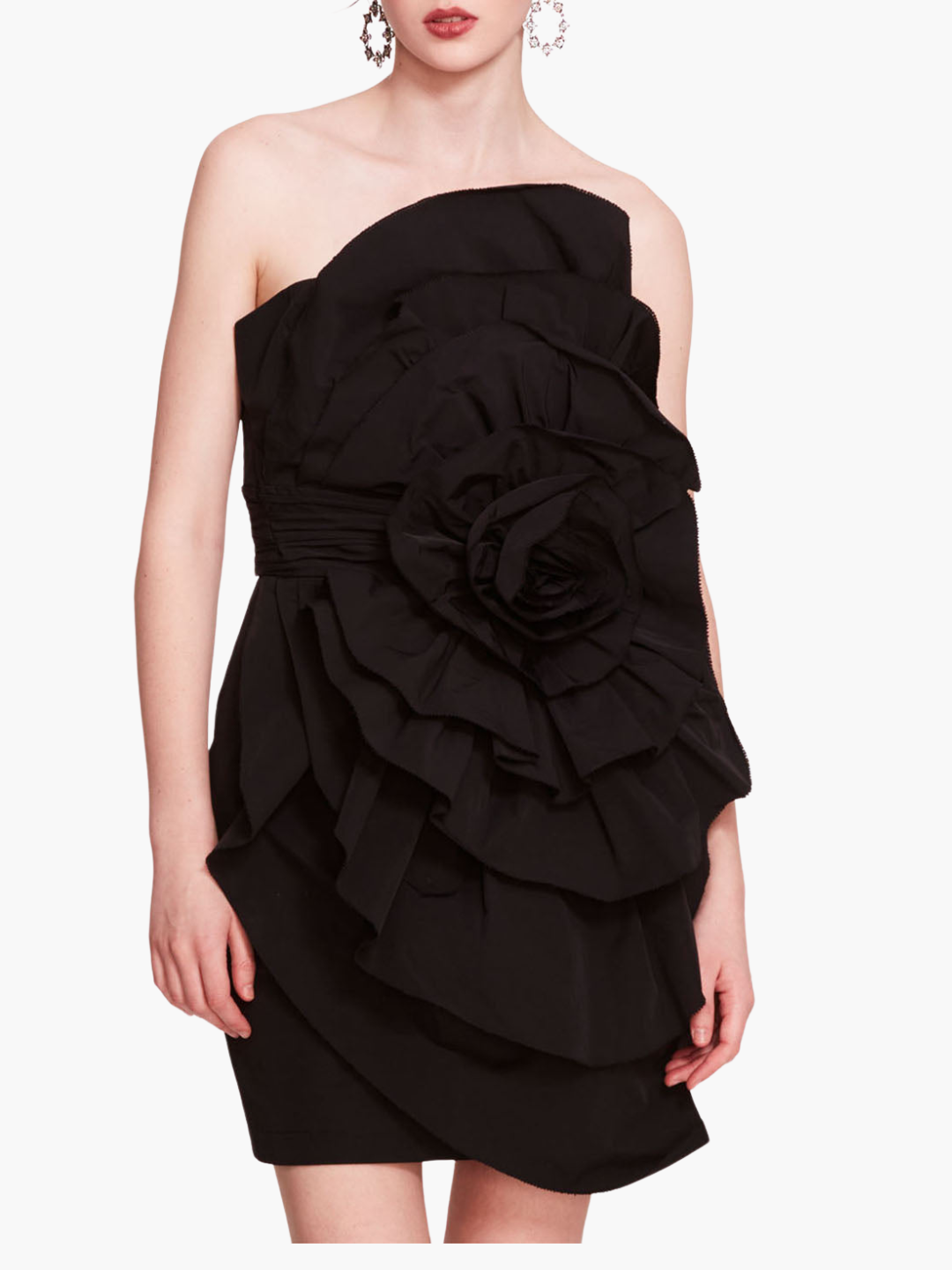 Rosette Taffeta Mini Dress