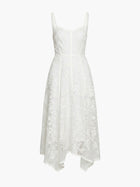 Victorian Corded Lace Ribbon Strap Handkerchief Hem Midi Dress