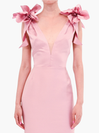 Draped Floral Mikado Gown