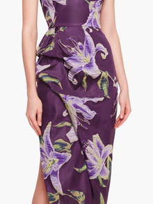 One Shoulder Drape Midi Dress