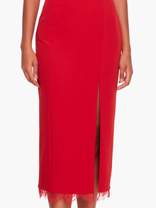 Draped Bodice Crepe Midi Dress