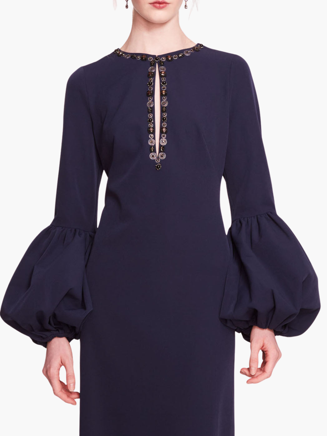 Puffed Sleeve Column Gown