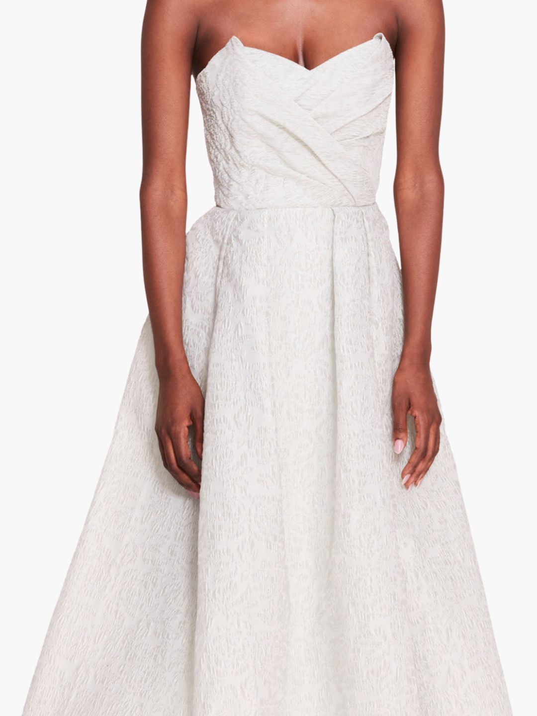 Marchesa Notte Strapless Tea-Length Cloque Dress, Green / 4 Marchesa Notte Strapless Tea-Length Cloque Dress, Green / 4