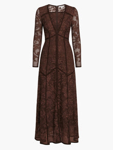 Victorian Corded Lace Deep V Button Maxi Dress