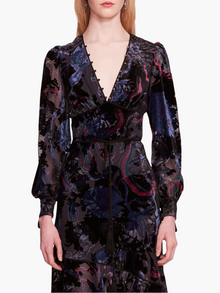 Velvet Burnout Floral Midi Dress