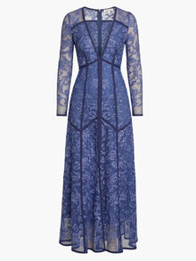 Victorian Corded Lace Deep V Button Maxi Dress