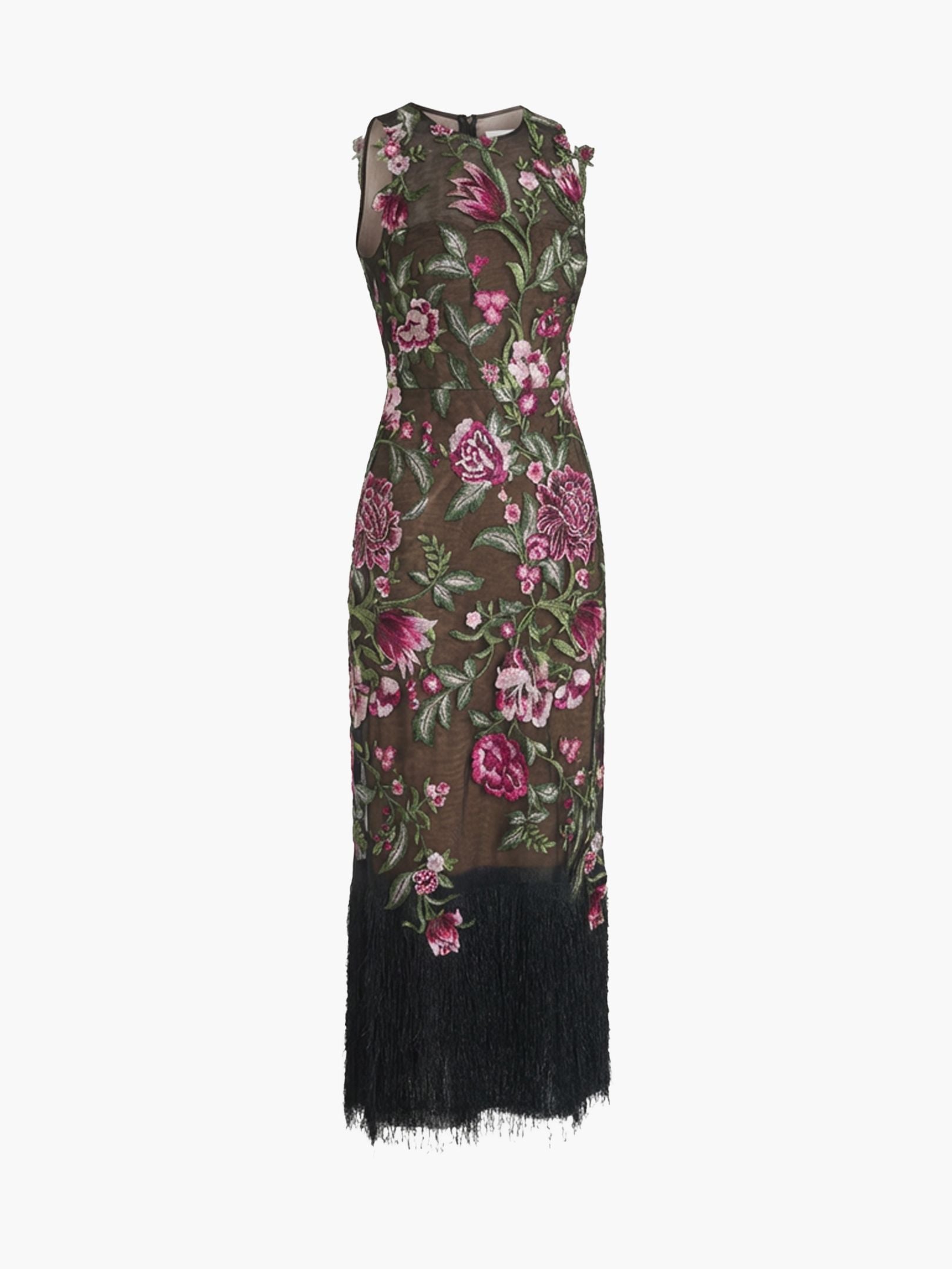 Marchesa Notte Embroidered Floral Midi Dress Marchesa Notte Embroidered Floral Midi Dress
