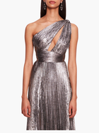 Metallic Lame Pleated Gown