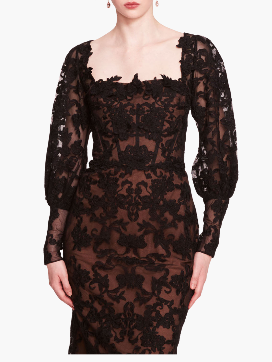 Long Sleeve Corded Midi Dress