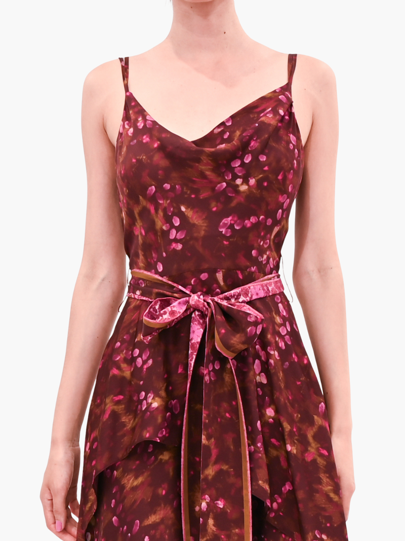 Belted Viscose Handkerchief Dress