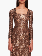 Sequin Lattice Sleeved Gown