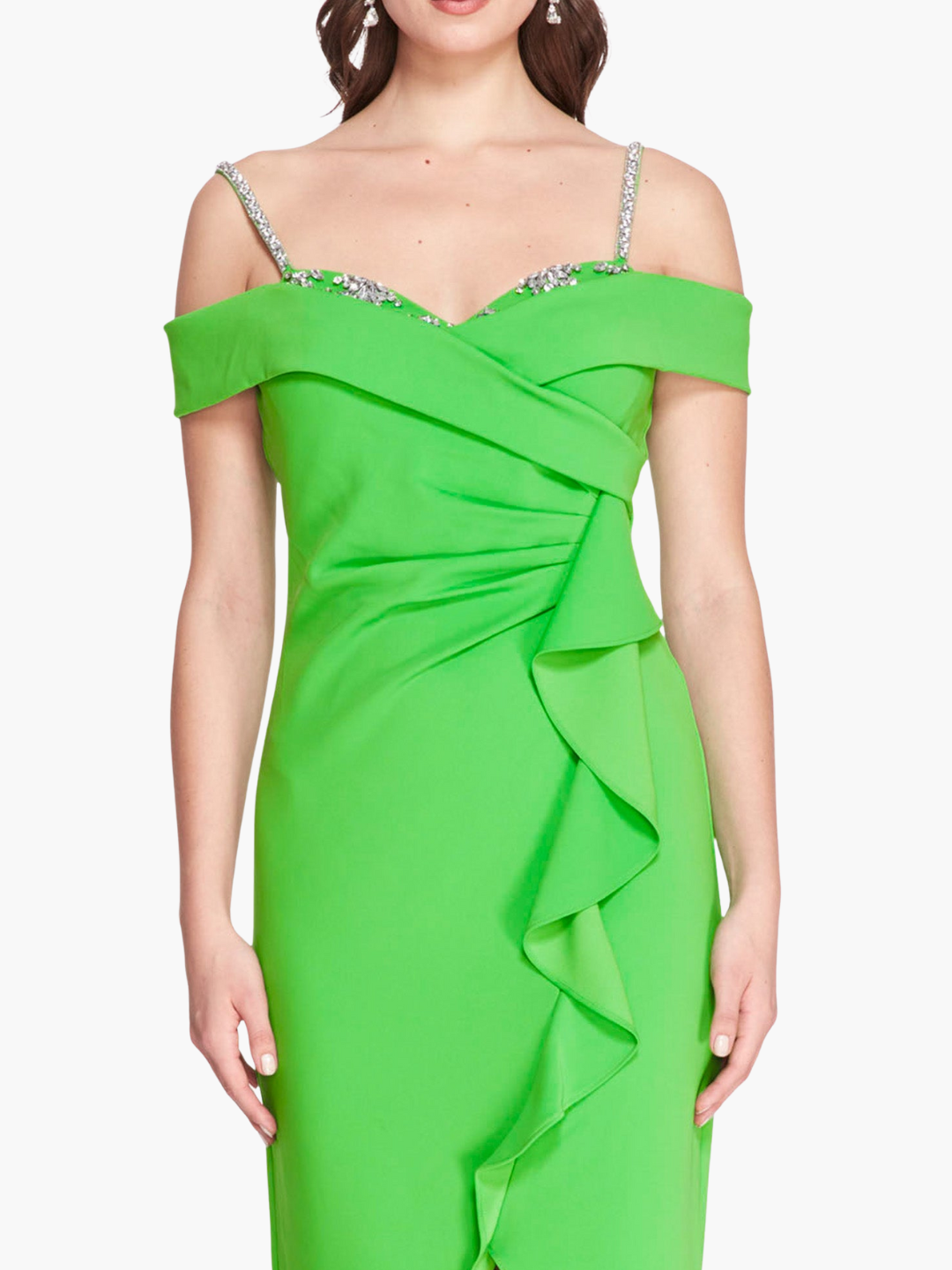 Off Shoulder Draped Midi Dress