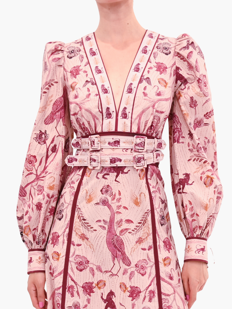 Cotton Poplin Peacock Midi Dress