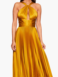 Pleated Foil Gown