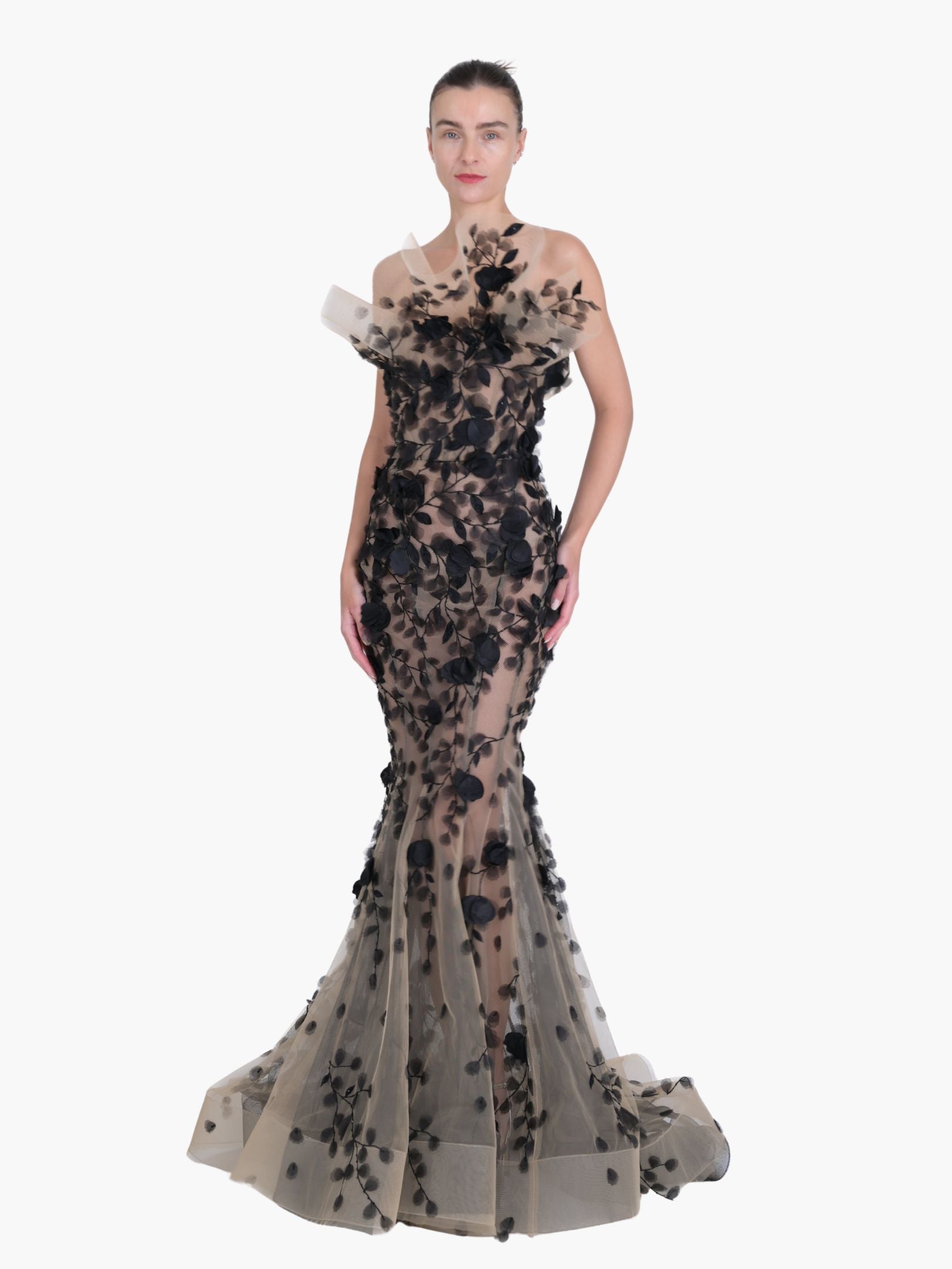 Couture Icons Textured Embroidery Tulle Gown