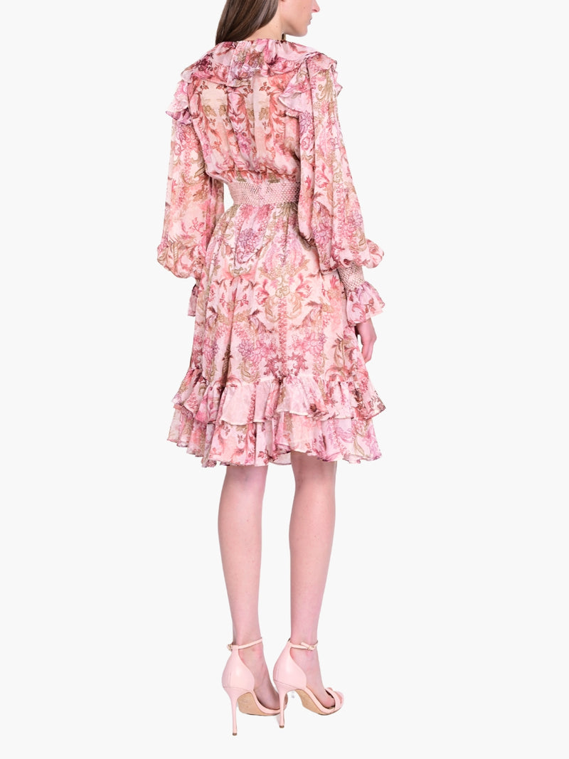 Reverie Bell Sleeve Ruffle Mini Dress