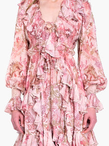 Reverie Bell Sleeve Ruffle Mini Dress