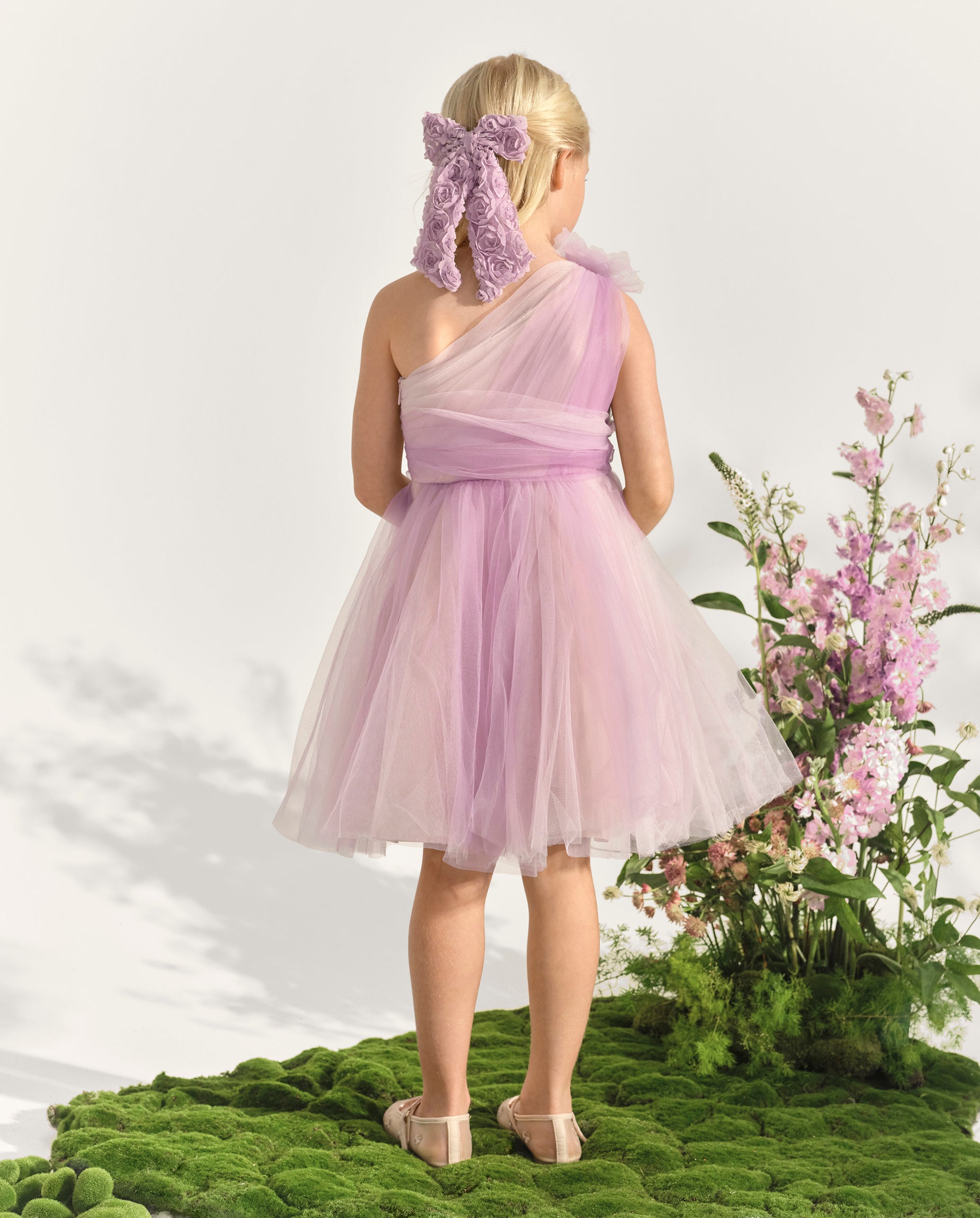Marchesa Mini + Gymboree Ombre Rosette Tulle One Shoulder Dress