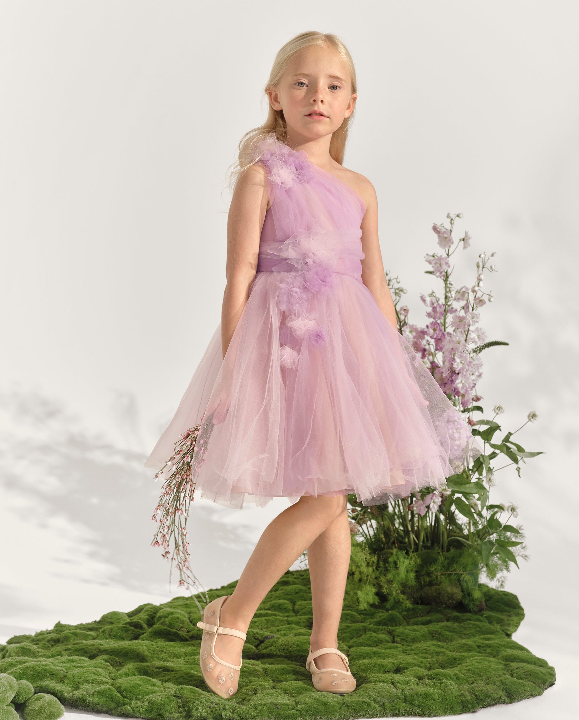 Girls | Ombre Rosette Tulle One Shoulder Dress - Marchesa Mini x Gymboree in Purple | Size 12 | 100% Polyester Girls | Ombre Rosette Tulle One Shoulder Dress - Marchesa Mini x Gymboree in Purple | Size 12 | 100% Polyester