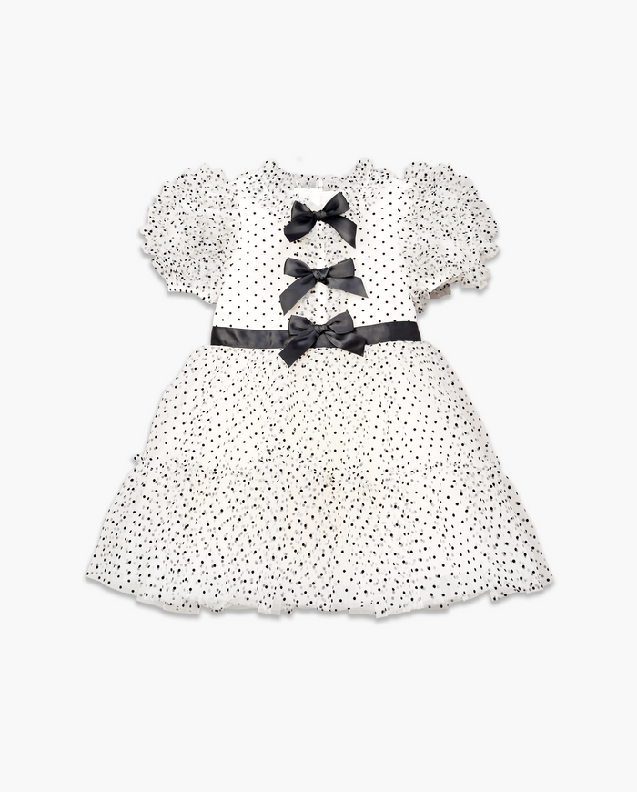 Marchesa Mini + Gymboree Flocked Dot Bow Tulle Ruffle Dress