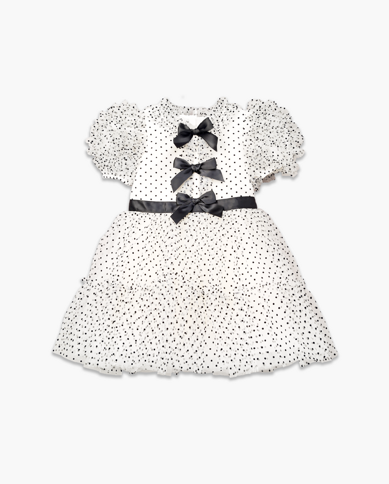 Marchesa Mini + Gymboree Flocked Dot Bow Tulle Ruffle Dress