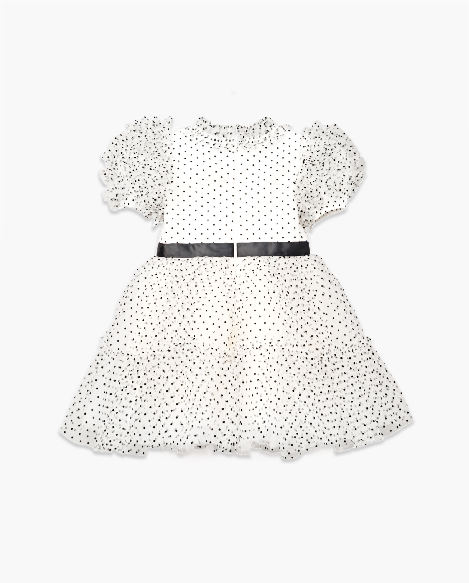 Girls | Flocked Dot Bow Tulle Ruffle Dress - Marchesa Mini x Gymboree in White | Size 7 | 100% Polyester Girls | Flocked Dot Bow Tulle Ruffle Dress - Marchesa Mini x Gymboree in White | Size 7 | 100% Polyester