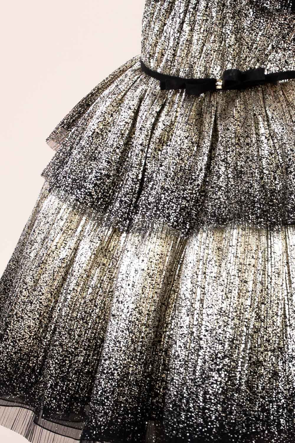 Gold Coated Pleated Tulle Gown | Marchesa