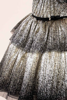 Gold Coated Pleated Tulle Gown | Marchesa