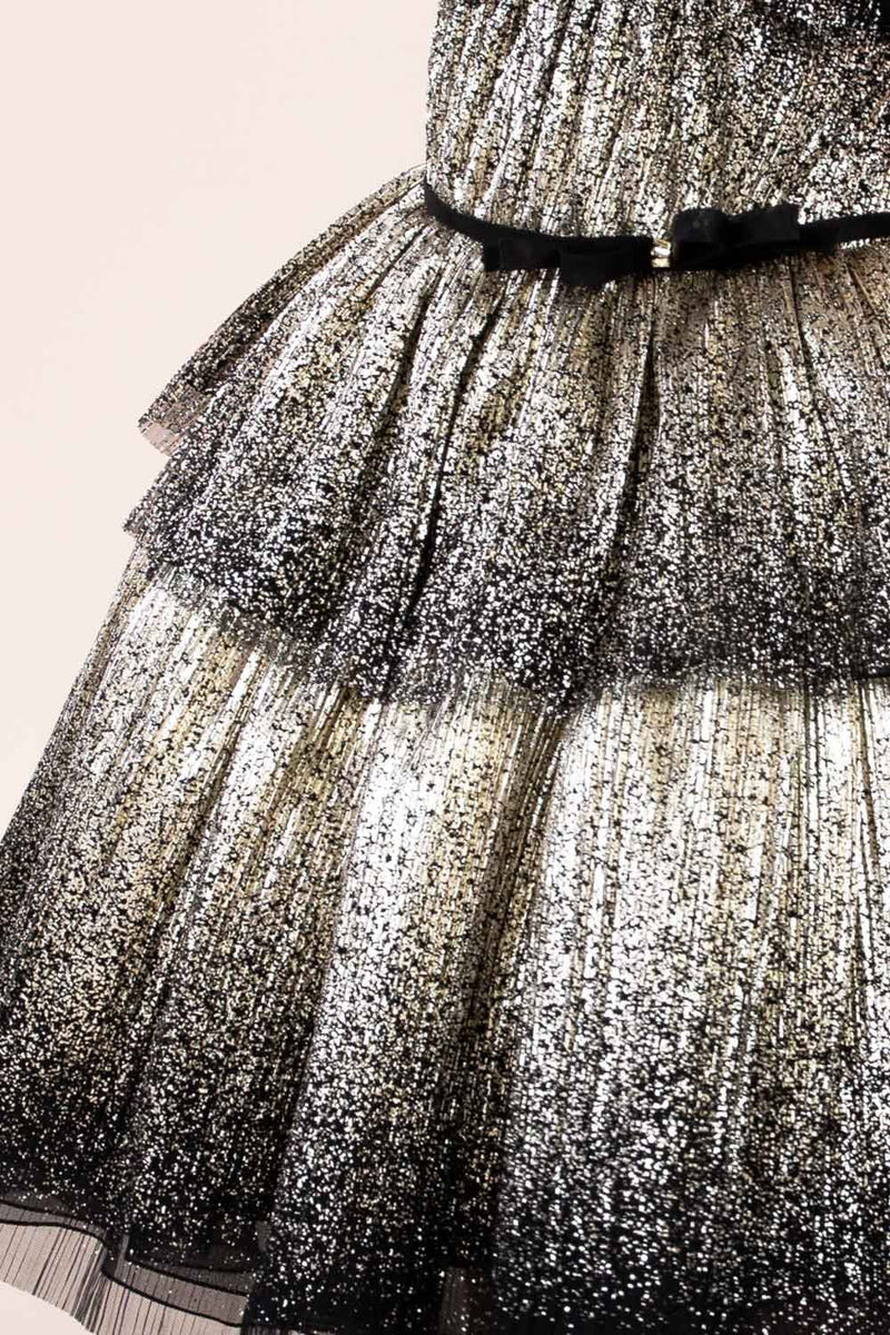 Gold Coated Pleated Tulle Gown | Marchesa