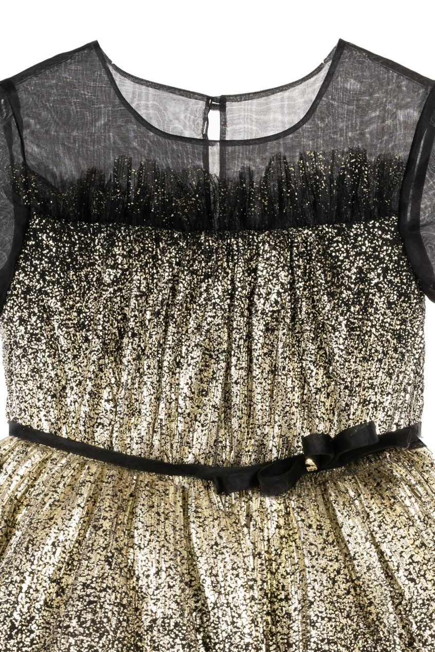 Gold Coated Pleated Tulle Gown | Marchesa