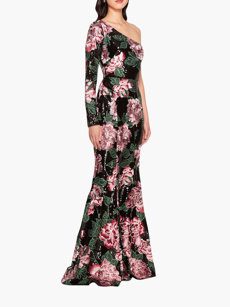 One Shoulder Sequin Gown