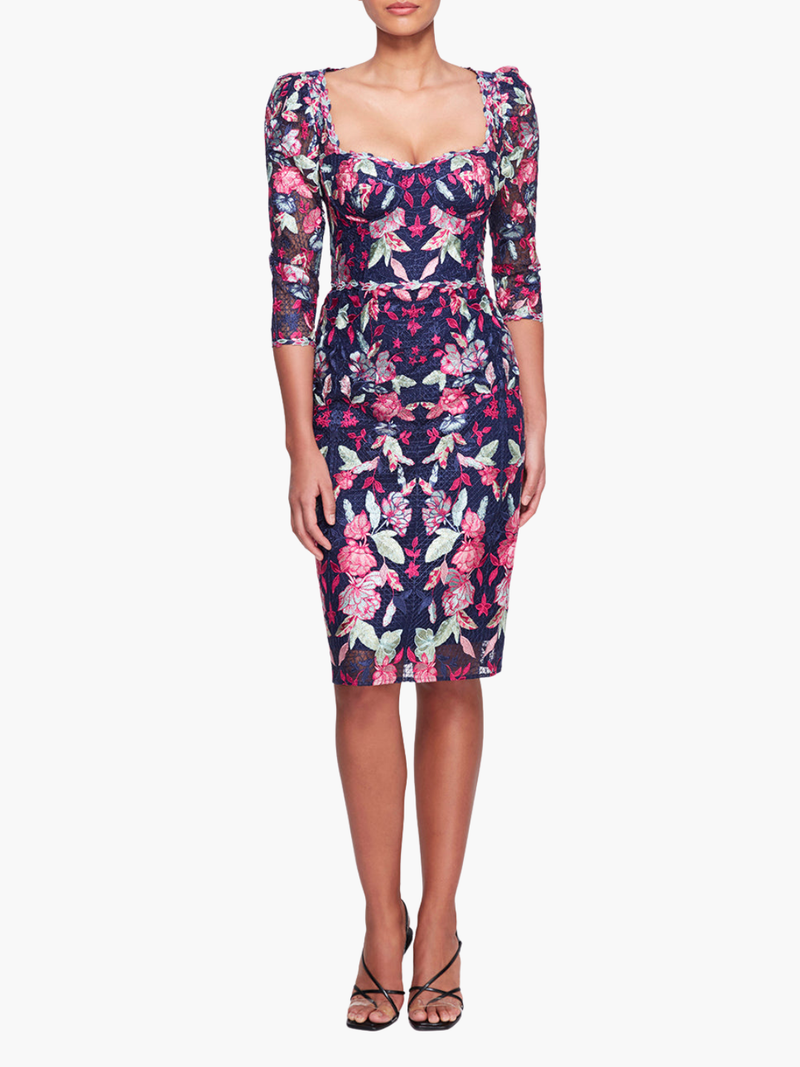 Embroidered Tulle Cocktail Dress