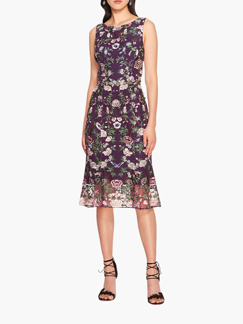 Botanical Embroidered Midi Dress
