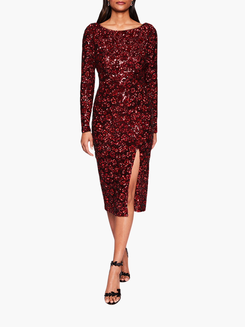 Sequin Bouquets Midi Dress