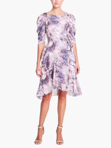 Floral Textured Charmeuse Wrap Dress