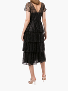 Short Sleeve Tiered Glitter Midi Dress