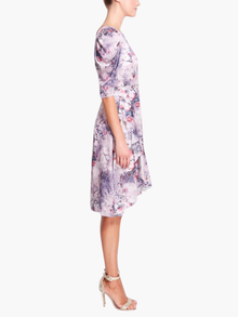Floral Textured Charmeuse Wrap Dress