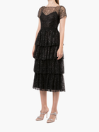 Short Sleeve Tiered Glitter Midi Dress