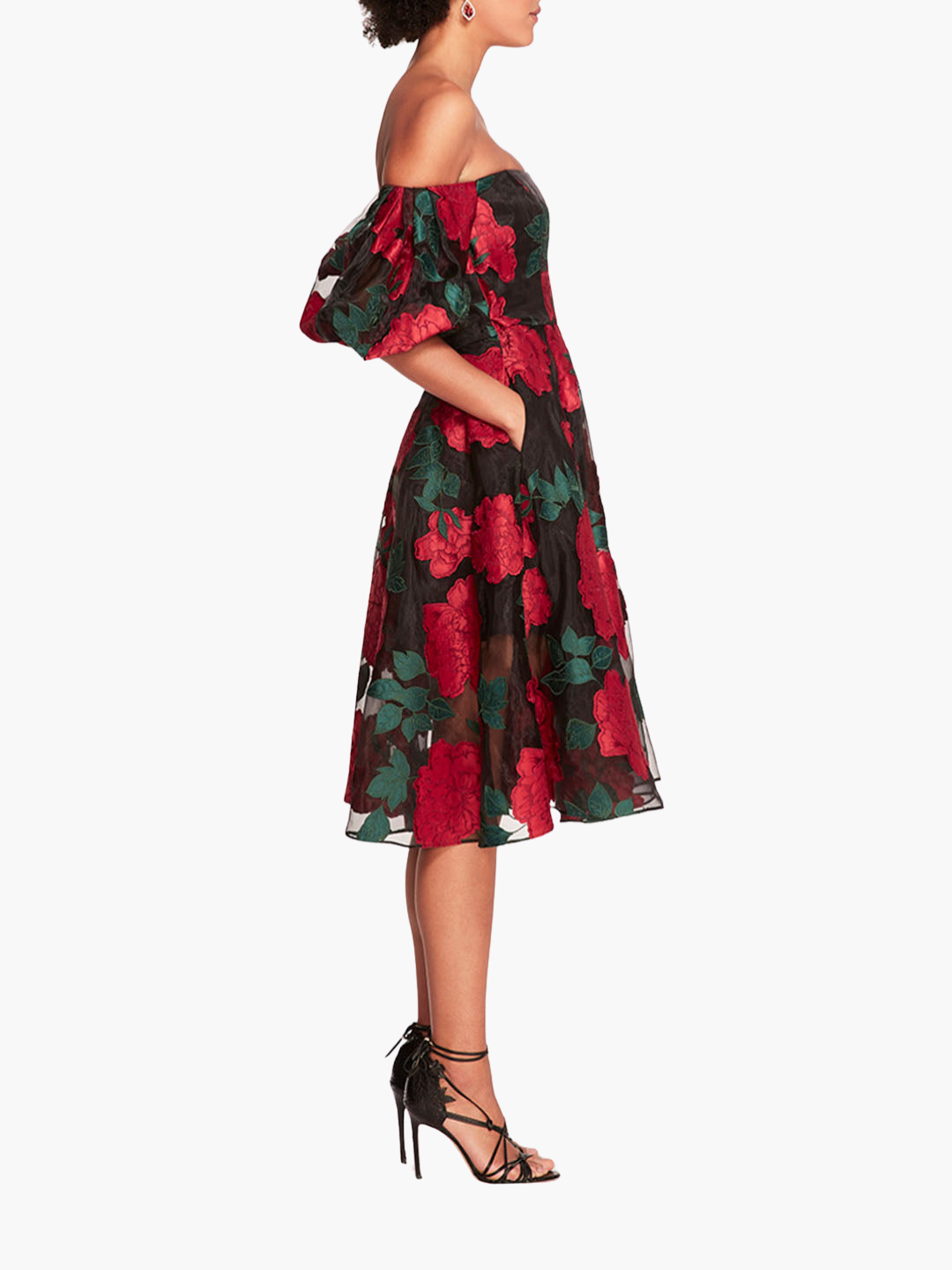 claude midi dress Marchesa Notte Off-The-Shoulder Cocktail Dress, 4 / Black