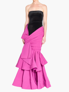 Stretch Velvet Strapless Gown With Draped Cotton Structure