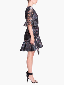 Printed Floral Fil Coupe Wrap Mini Dress