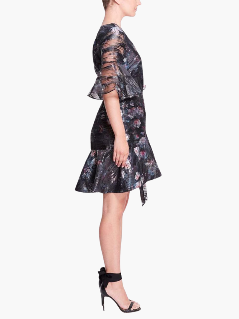 Printed Floral Fil Coupe Wrap Mini Dress
