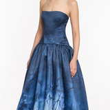 Floral Printed Mikado Gown