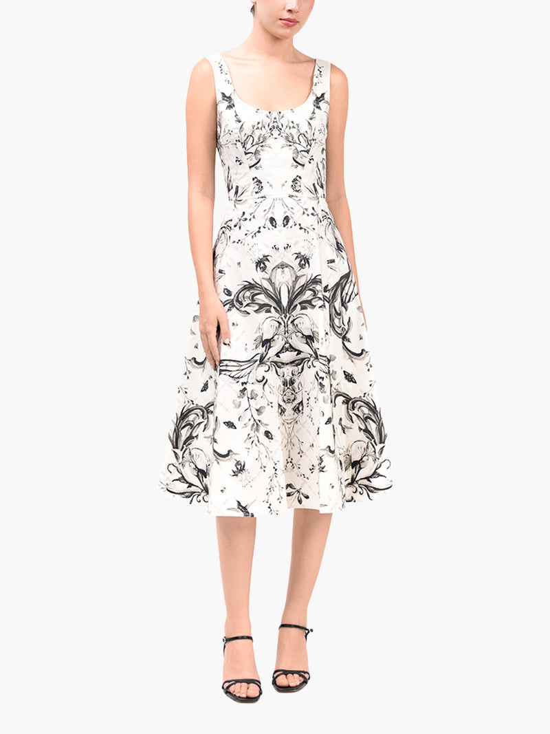 Mirrored Cotton Midi Dress