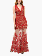 Mirrored Lace Floral Sleeveless Gown