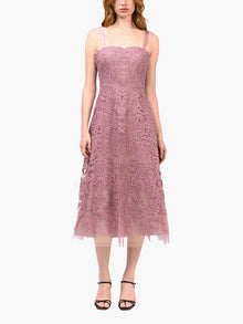 Mirrored Lace Floral Midi Dress