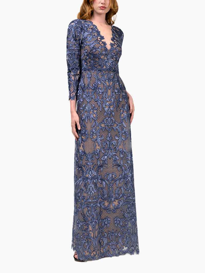 Nocturnes Lace Long Sleeve Gown