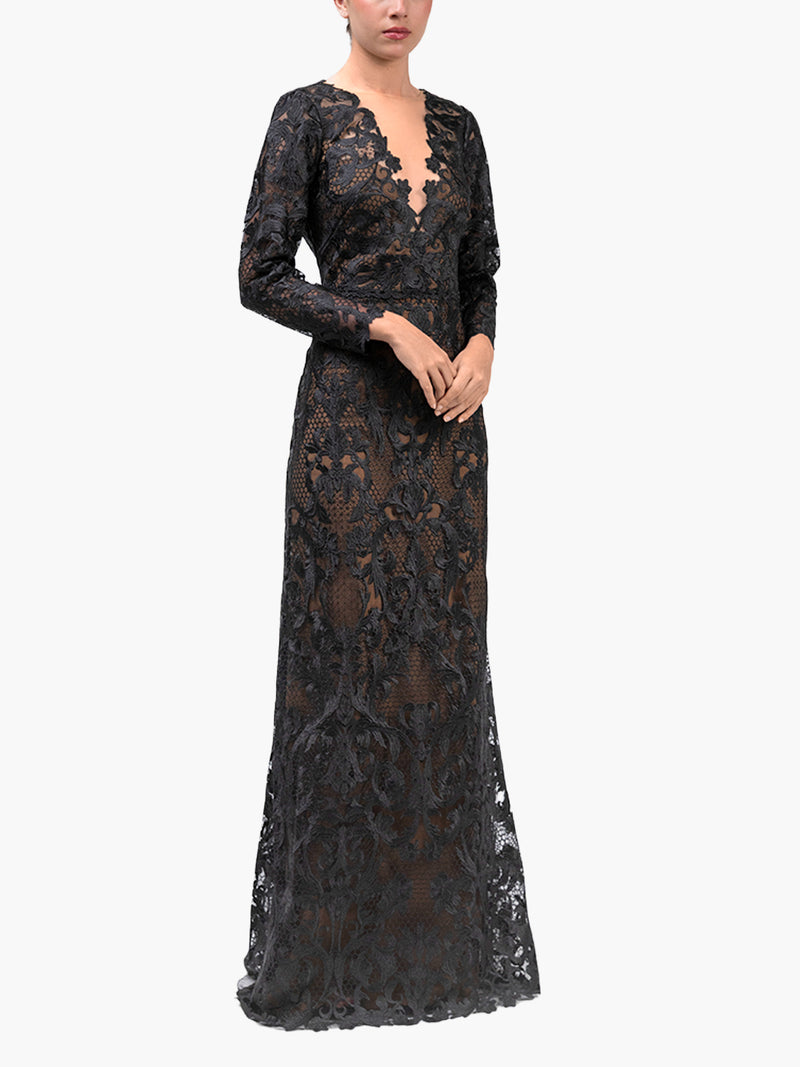 Nocturnes Long Sleeve Lace Gown