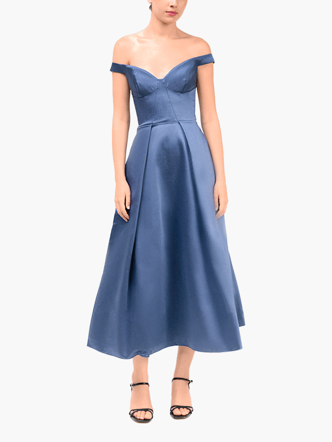 Spring Pleated Mikado Midi Dress